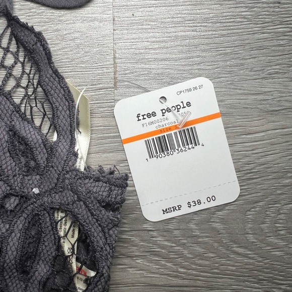 Free People Adella Bralette, Charcoal Gray , Sz Small (NWT) - Picture 8 of 9